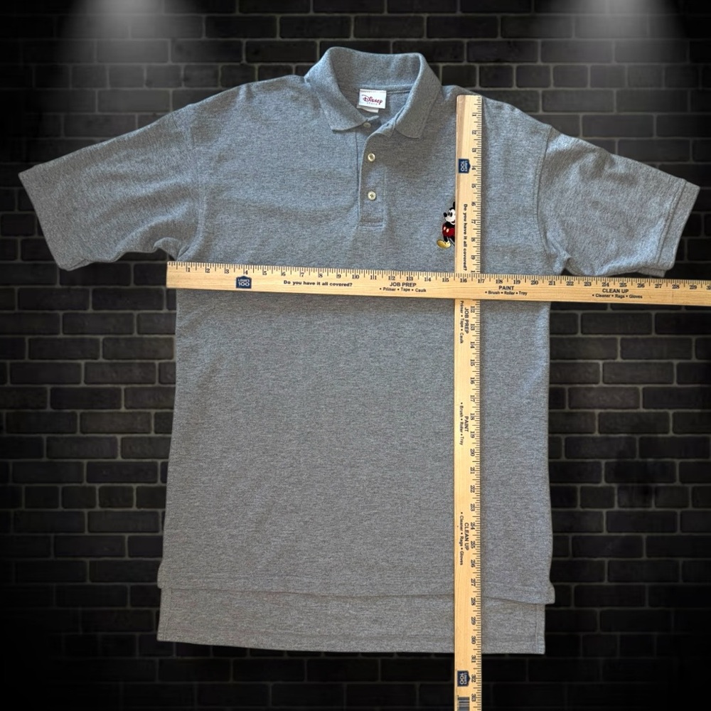 Disney Store Men’s Polo Shirt XL Slim Fit Gray Embroidered Mickey Mouse - Picture 9 of 9